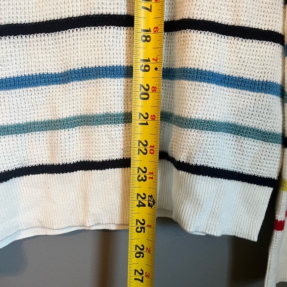New Faherty Sz XL Womens Waffle Knit Rainbow Stripe Long Sleeve Sweater Top $148 - Picture 9 of 10